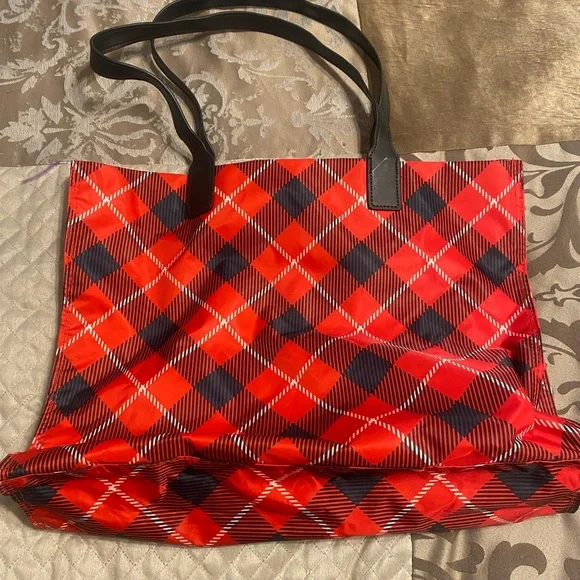 Disney Mickey Mouse with Santa hat Red & Black Plaid Tote - Picture 2 of 3
